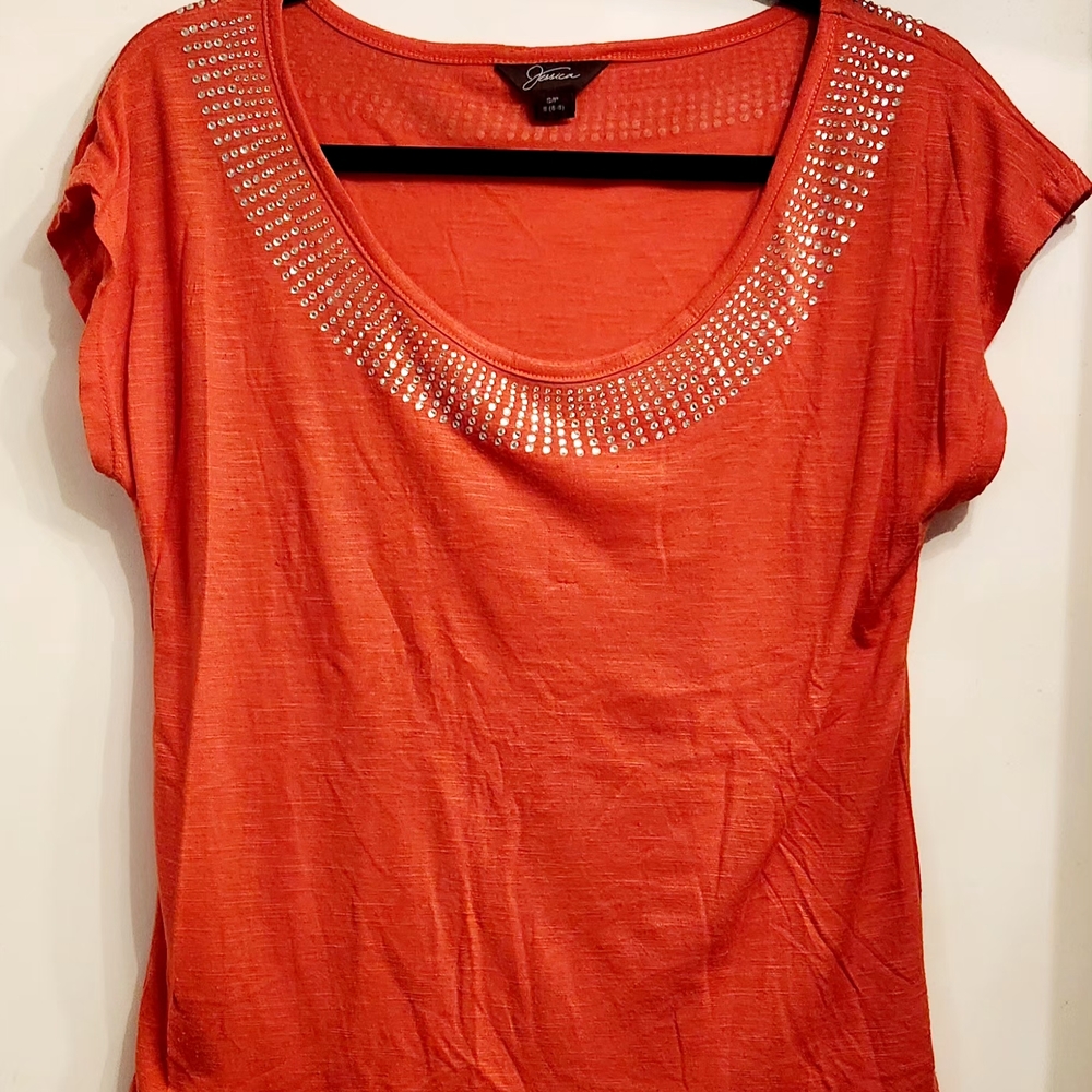 Orange Embellished Women's Top